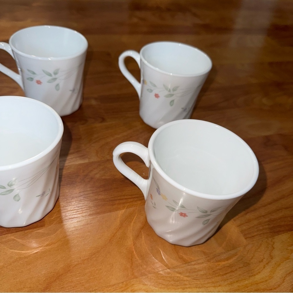Vtg Corelle Corning English Meadow Set Of 8 Floral Swirl Coffee Mugs/Cups USA - Picture 4 of 16